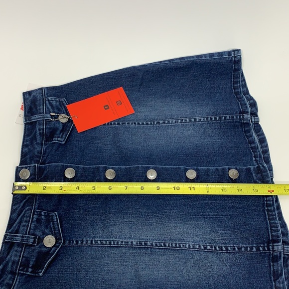 Hot Kiss Exposed Button Fly Fitted Mini Skirt Dark Faded Washed New Nwt Size 5 - Picture 15 of 15